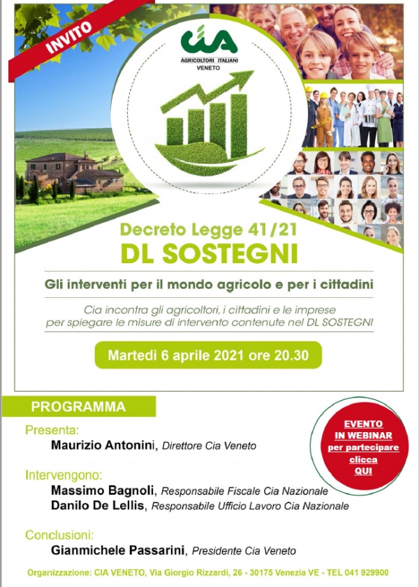 Il 6 aprile convegno sul Decreto Sostegni